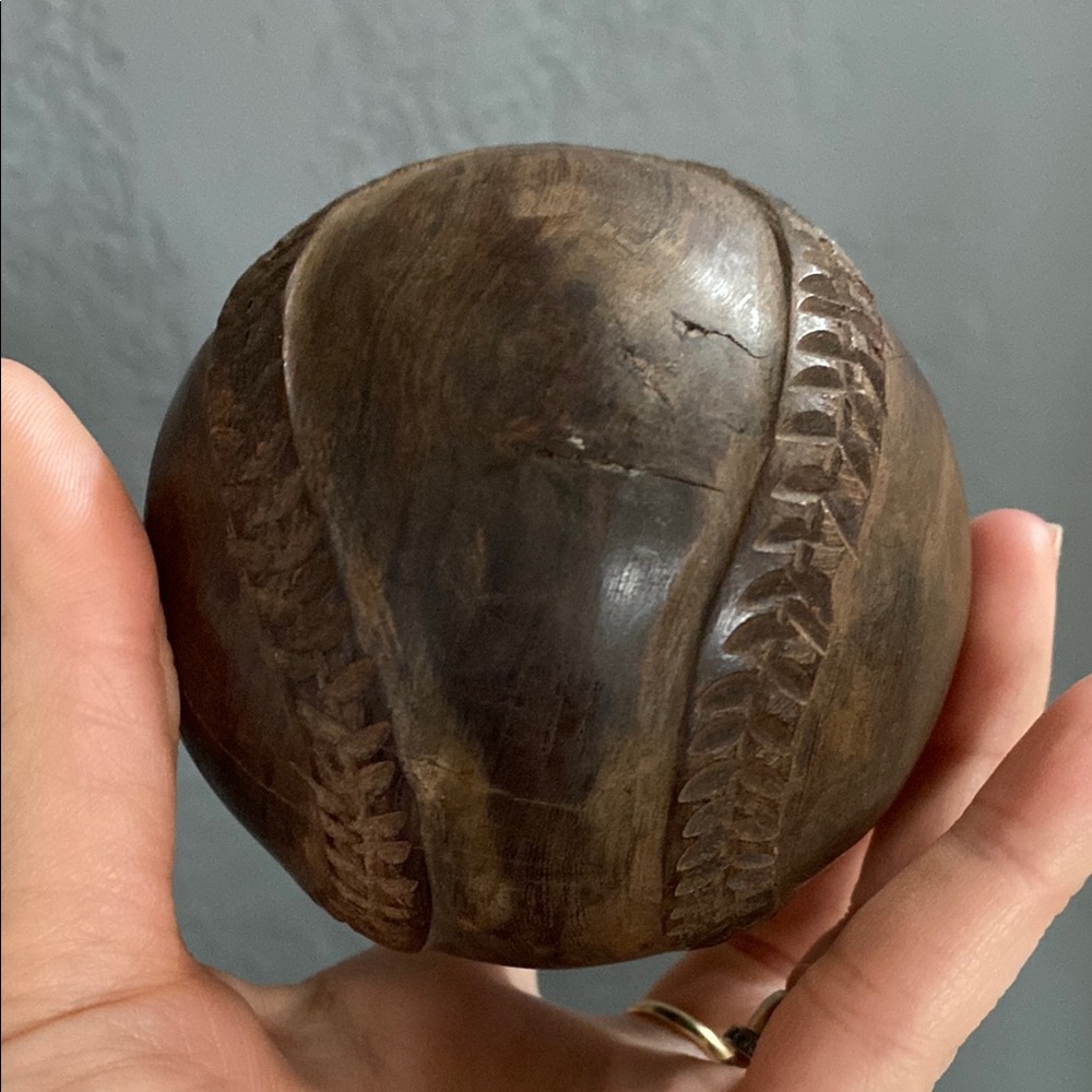 Ironwood Carved Baseball Shelf Sitter Decor - Picture 5 of 8